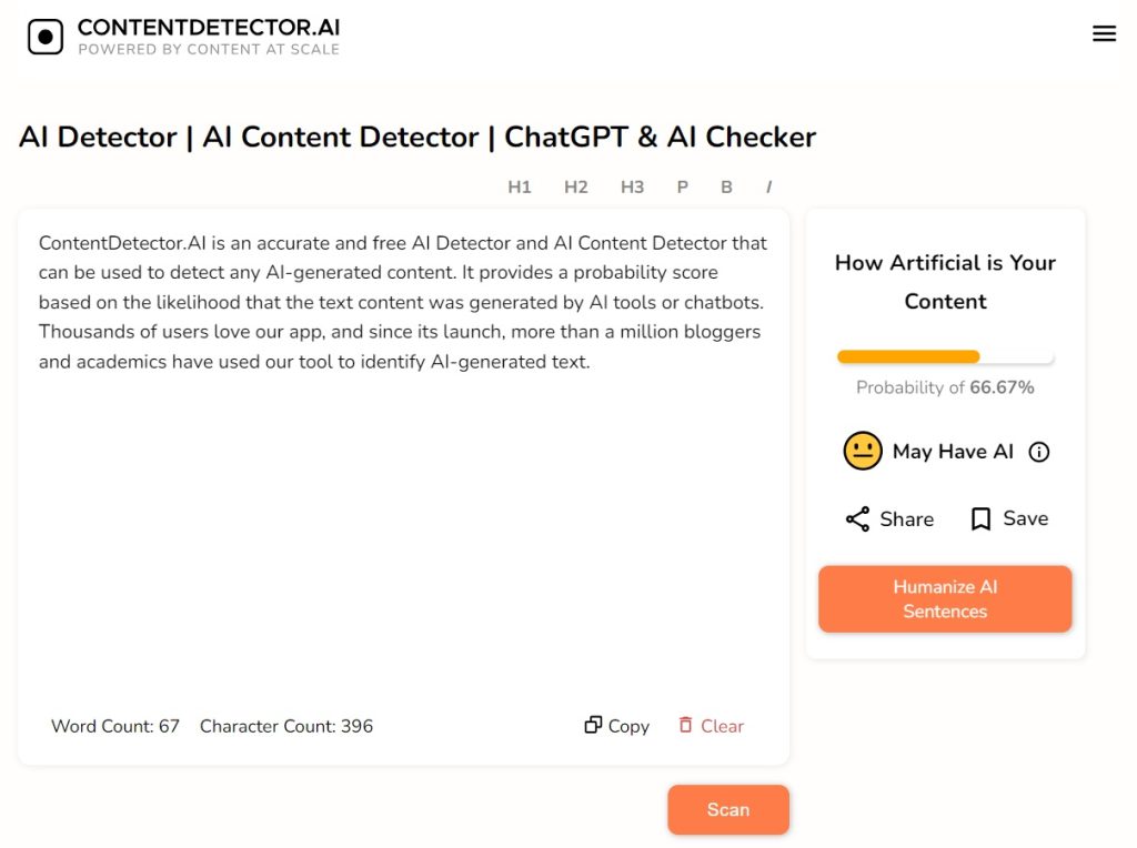AI content detection tool